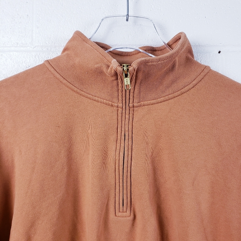 J. Crew University Terry Half-Zip Cropped Sweatshirt Mock Neck Size XS Clay - Picture 4 of 10